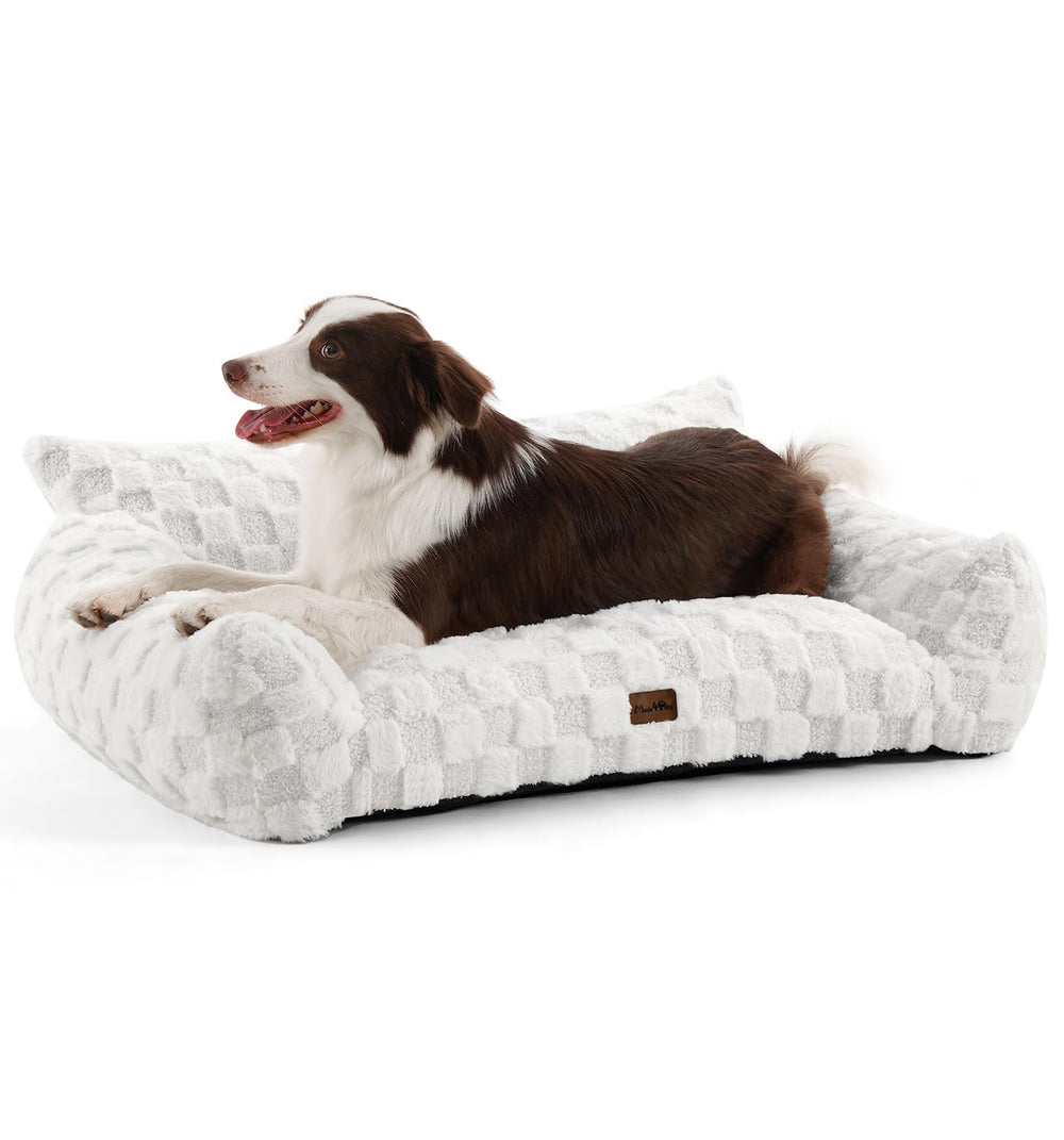 MADE 4 PETS dog couch bed front view highlights supportive foam and plush padding