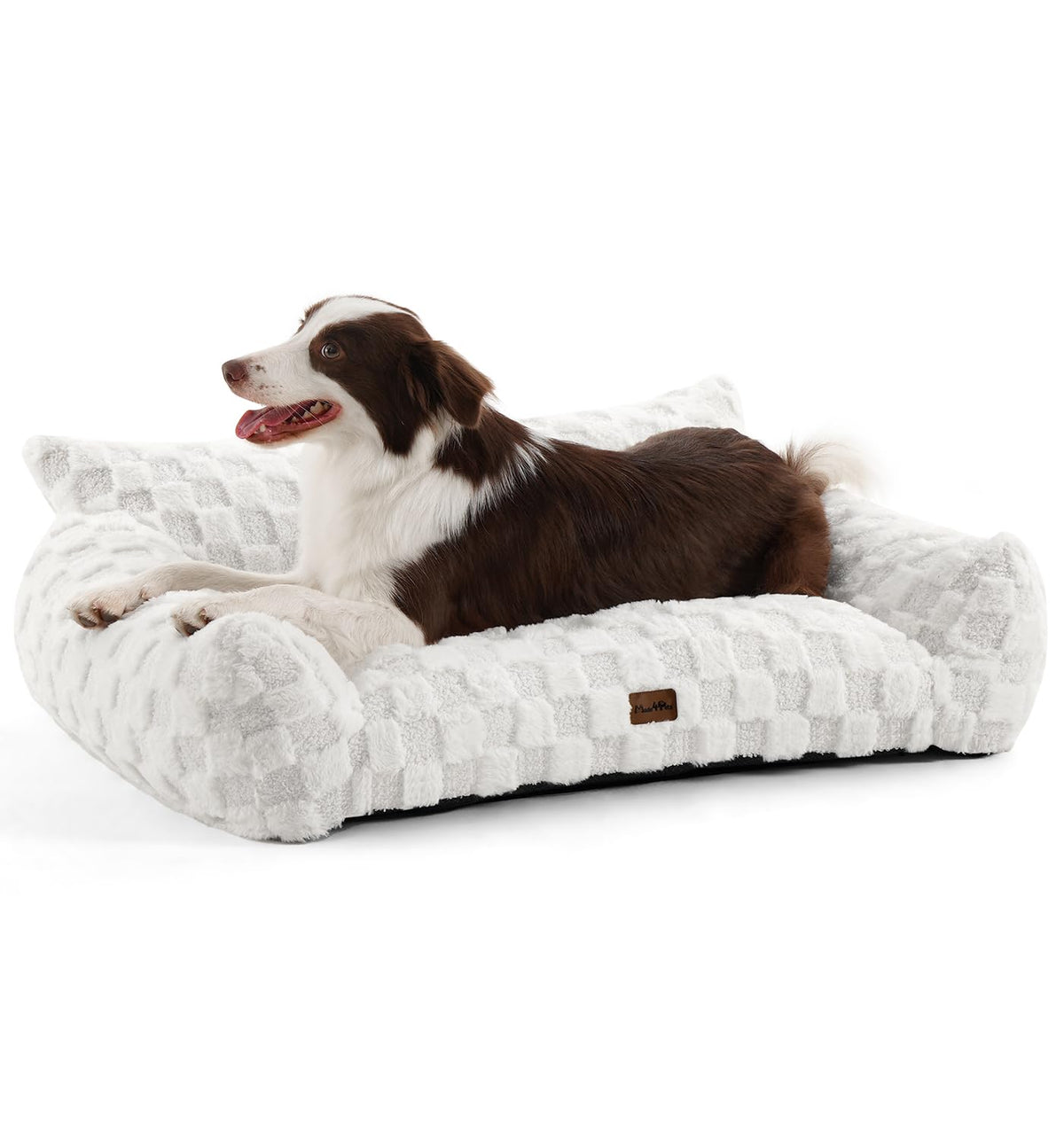 MADE 4 PETS dog couch bed front view highlights supportive foam and plush padding