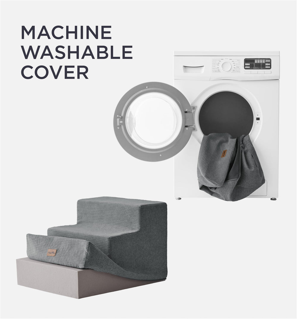 Made4Pets dog stairs grey-washable-cover emphasizes cleaning convenience