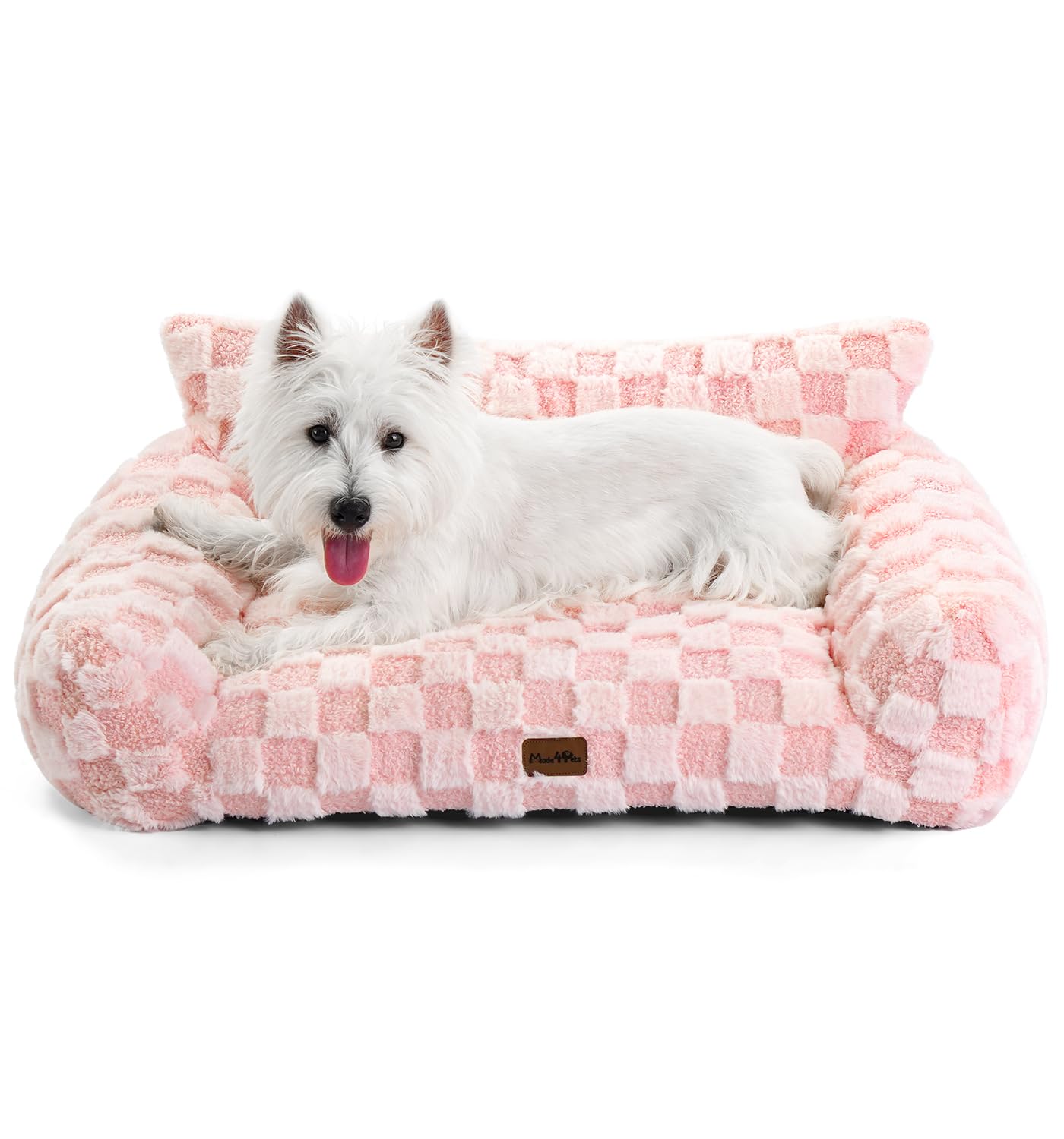 MADE 4 PETS pink medium indoor couch bed front view supports cozy naps
