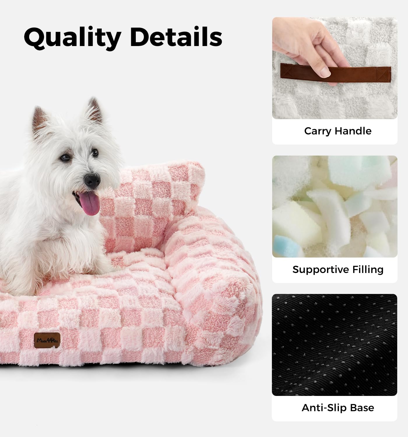 MADE 4 PETS pink medium non slip base keeps bed in place