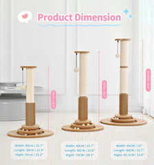 Made4Pets scratch post wooden base with grooming brush for relaxation.