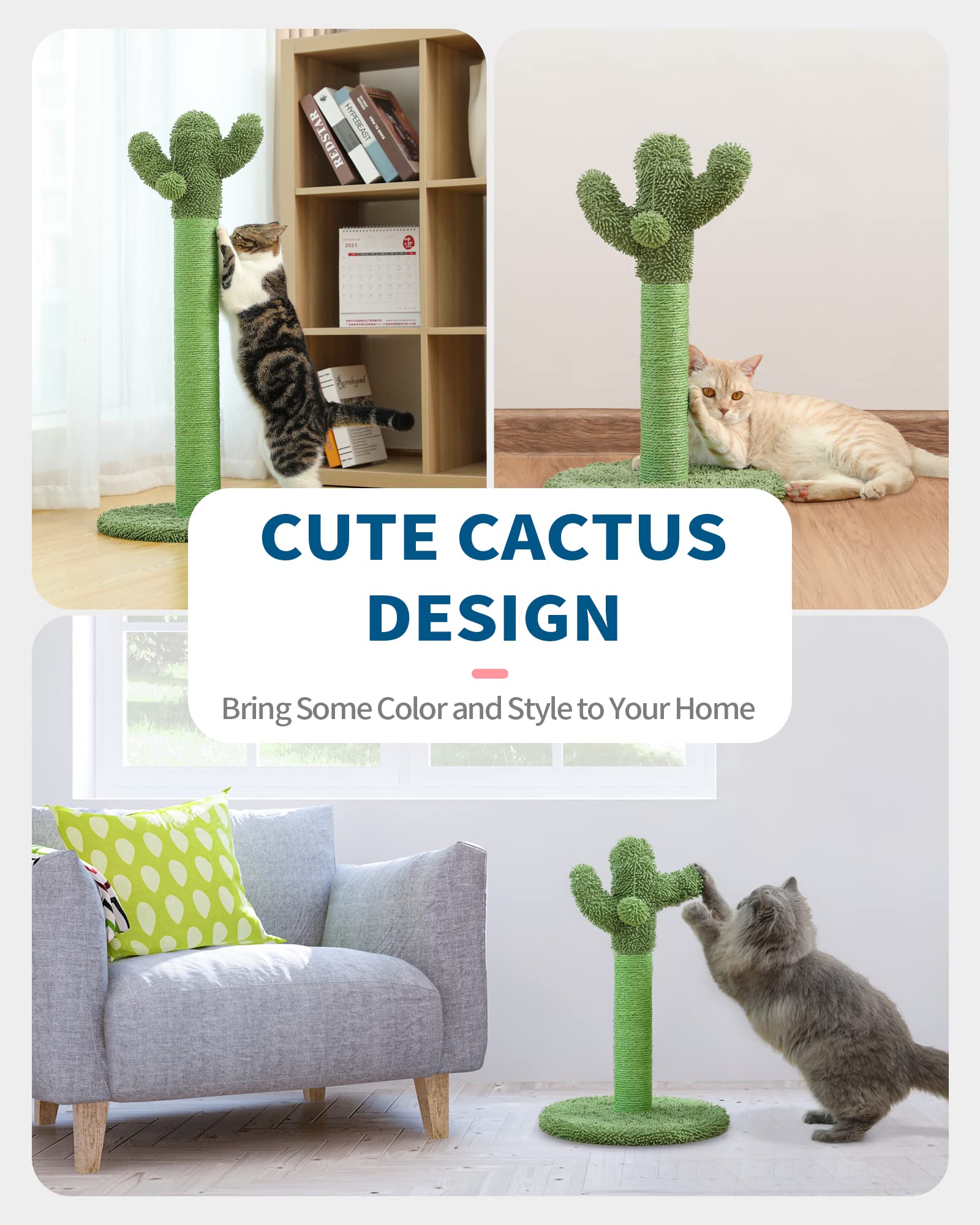 MADE 4 PETS sturdy indoor cactus cat tree ready for daily scratching.