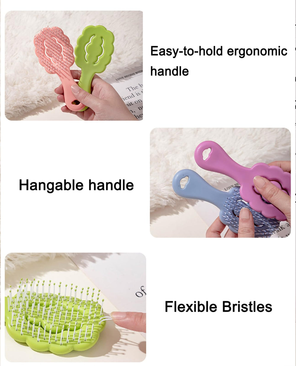 MAEELOU Soft bristles close-up emphasize delicate coats and comfortable touch.