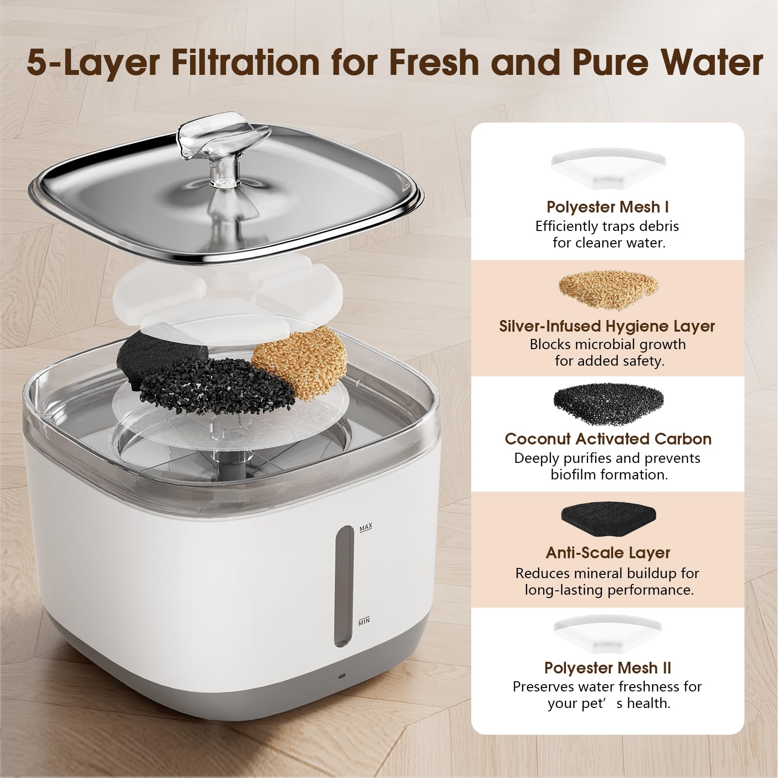 Magetang cat water fountain pour—cat enjoys running water, showcasing hydration appeal