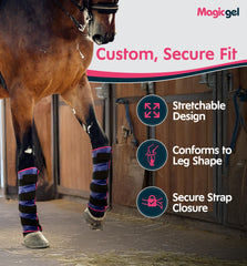 Magic Gel horse ice pack is freezer-ready for quick cooling.