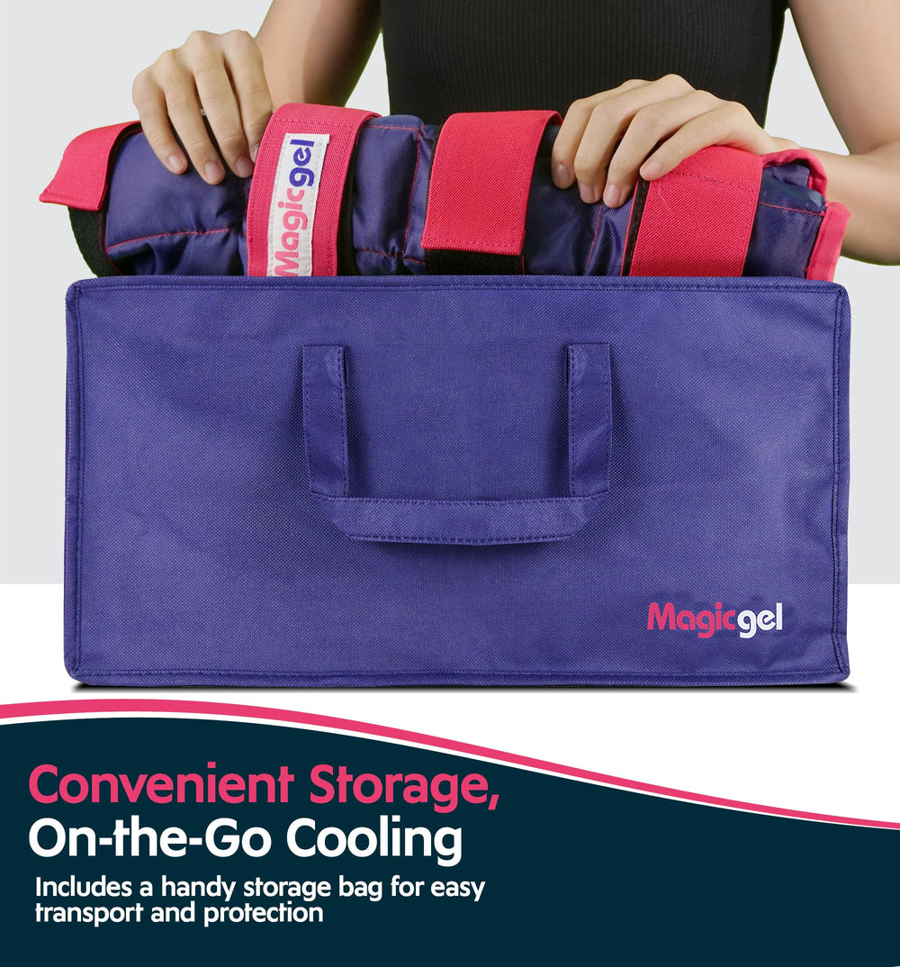 Magic Gel ice pack provides long 40 cm leg coverage.