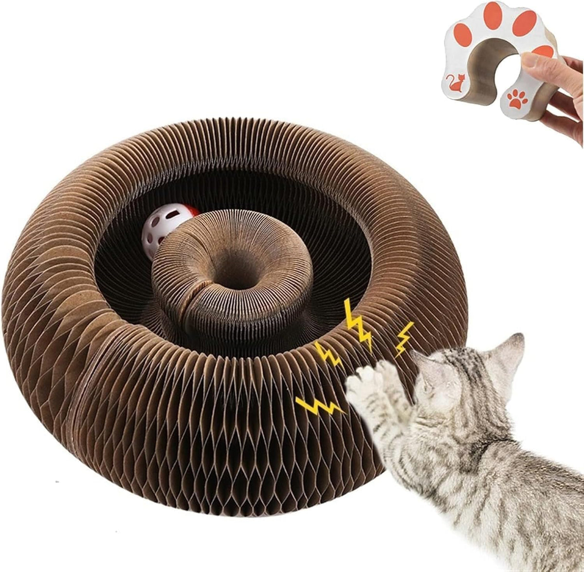 Magic Organ foldable cat scratchboard front view supports indoor play and stress relief.