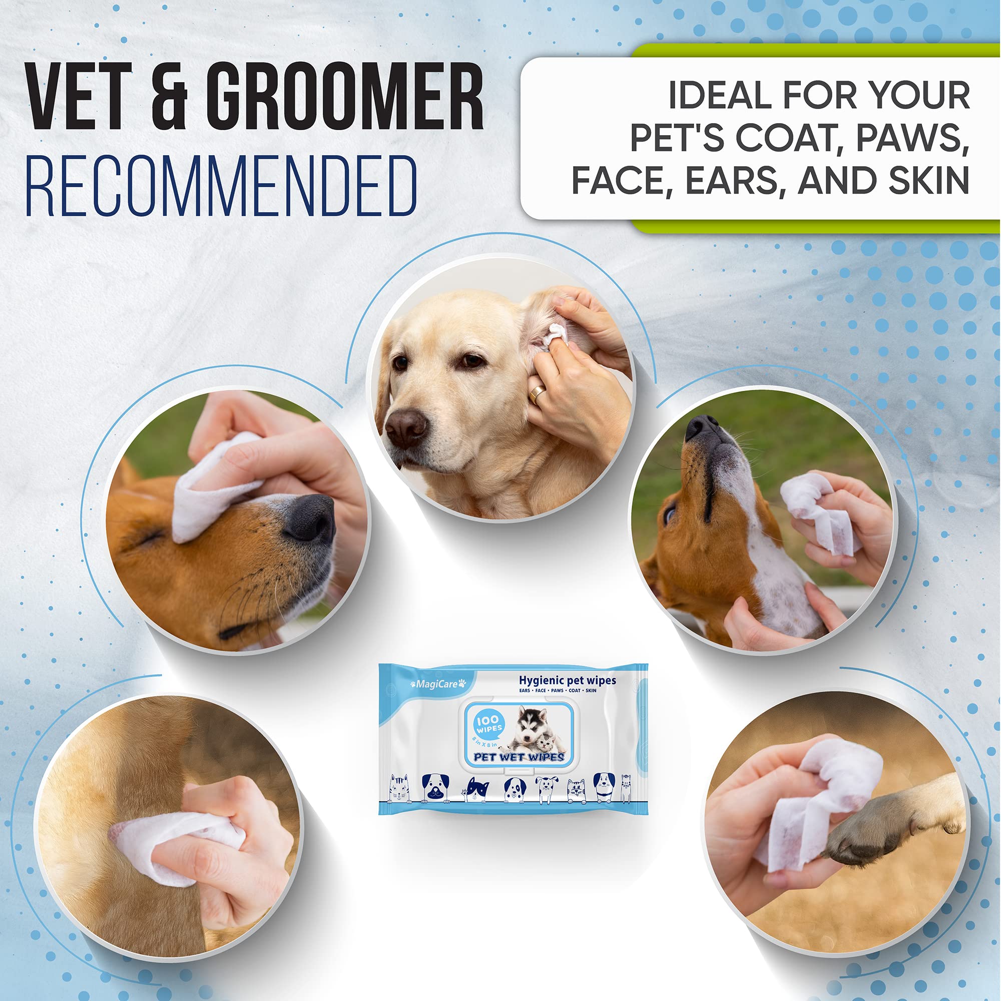 Magicare pet wipes safe for cats, convenient cleansing for sensitive areas.