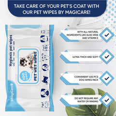 Magicare pet wipes for ears gentle cleaning without water.