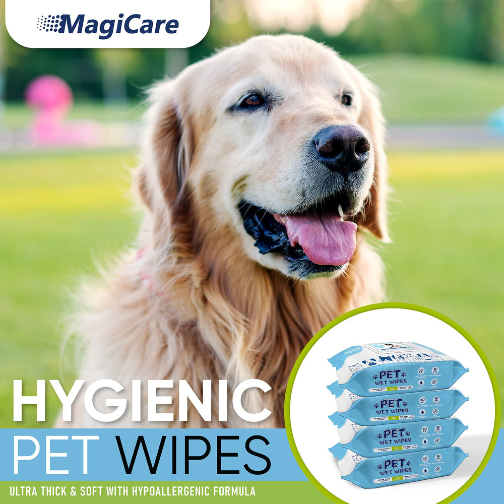 Magicare unscented pet wipes for coat cleaning without fragrance, ideal for sensitive pets.