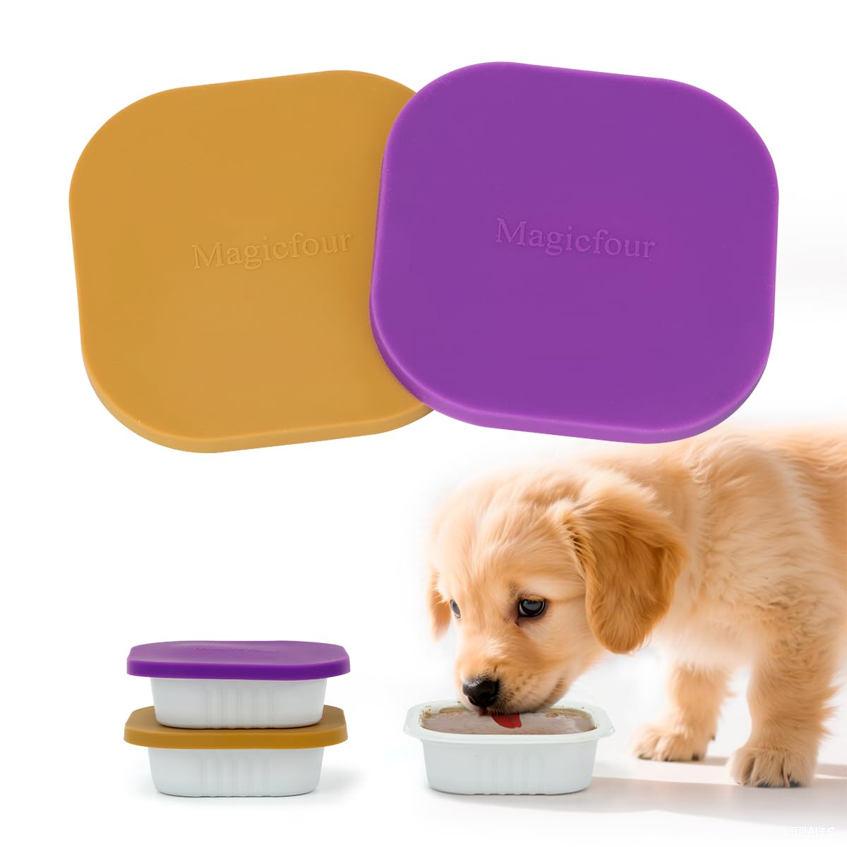 Magicfour Cesar can cover 2-pack lids offering a snug seal for fresh wet dog food.