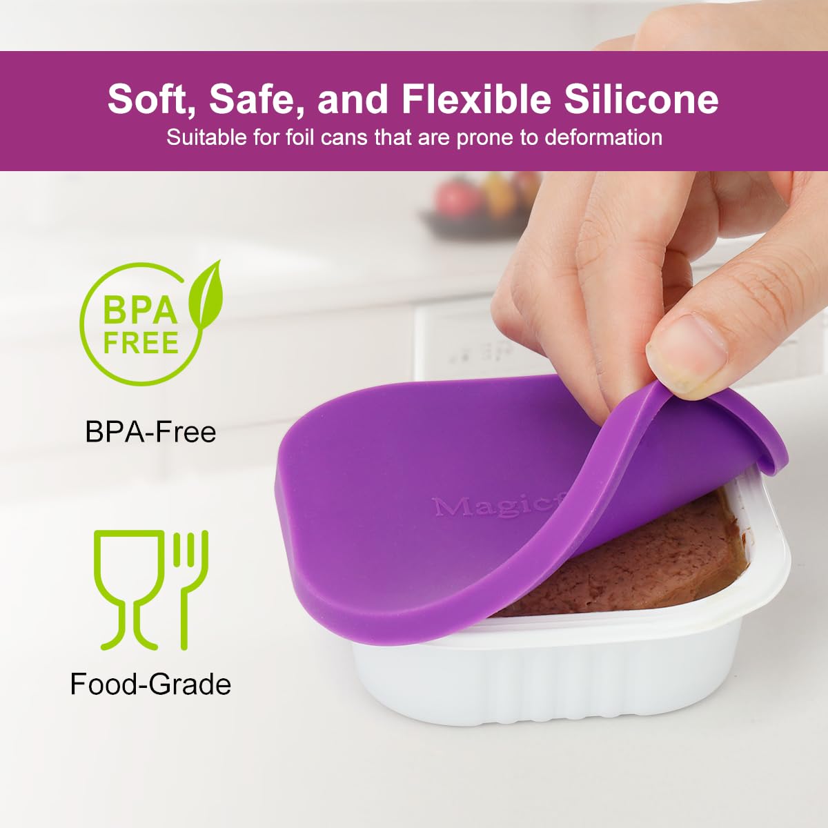 Magicfour dog wet-food can seal silicone top cap demonstrates durable, reusable freshness.