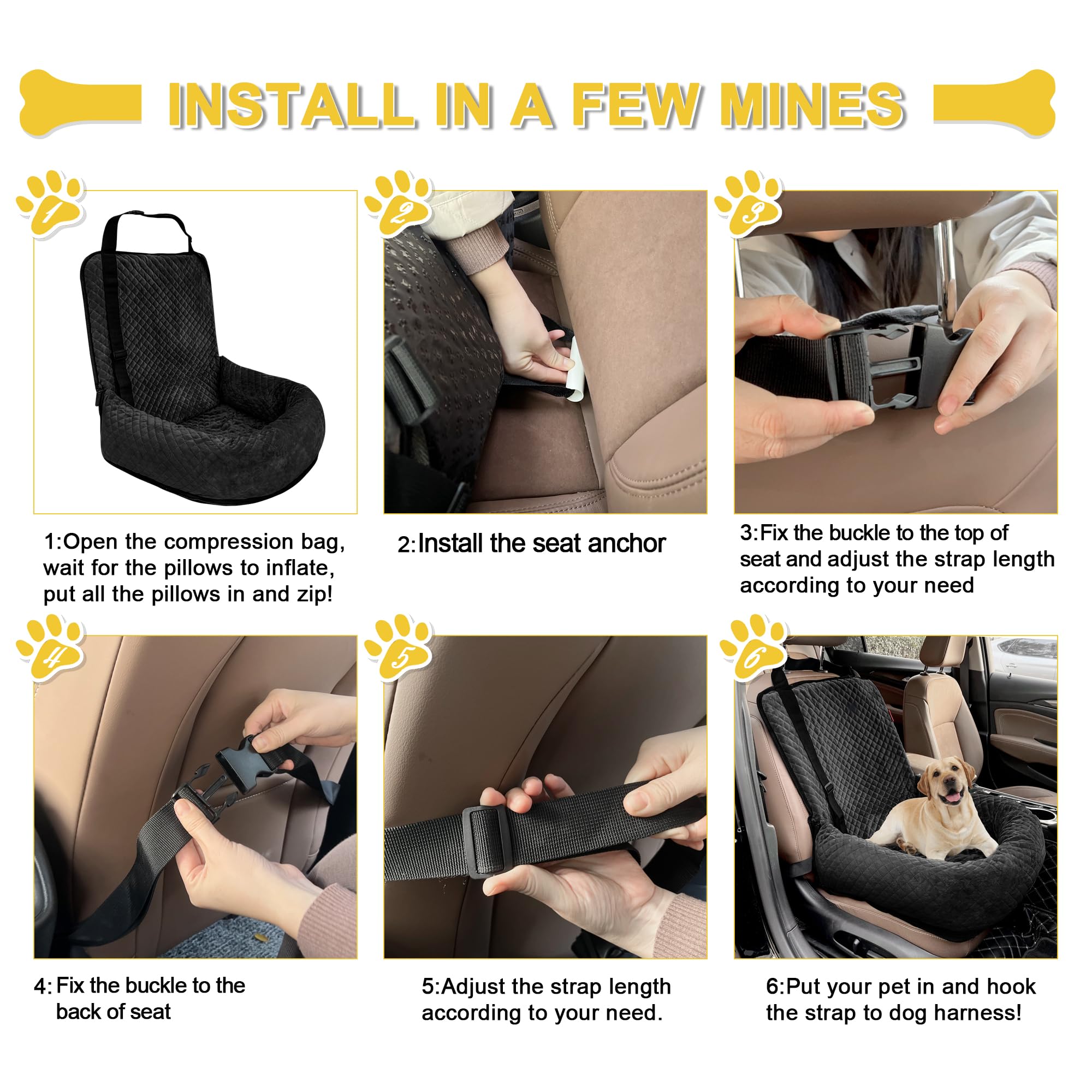 MagicFox dog car seat washable design simplifies post-trip cleanup.