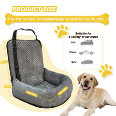 MagicFox dog car seat front view gray highlights easy setup and supervision.