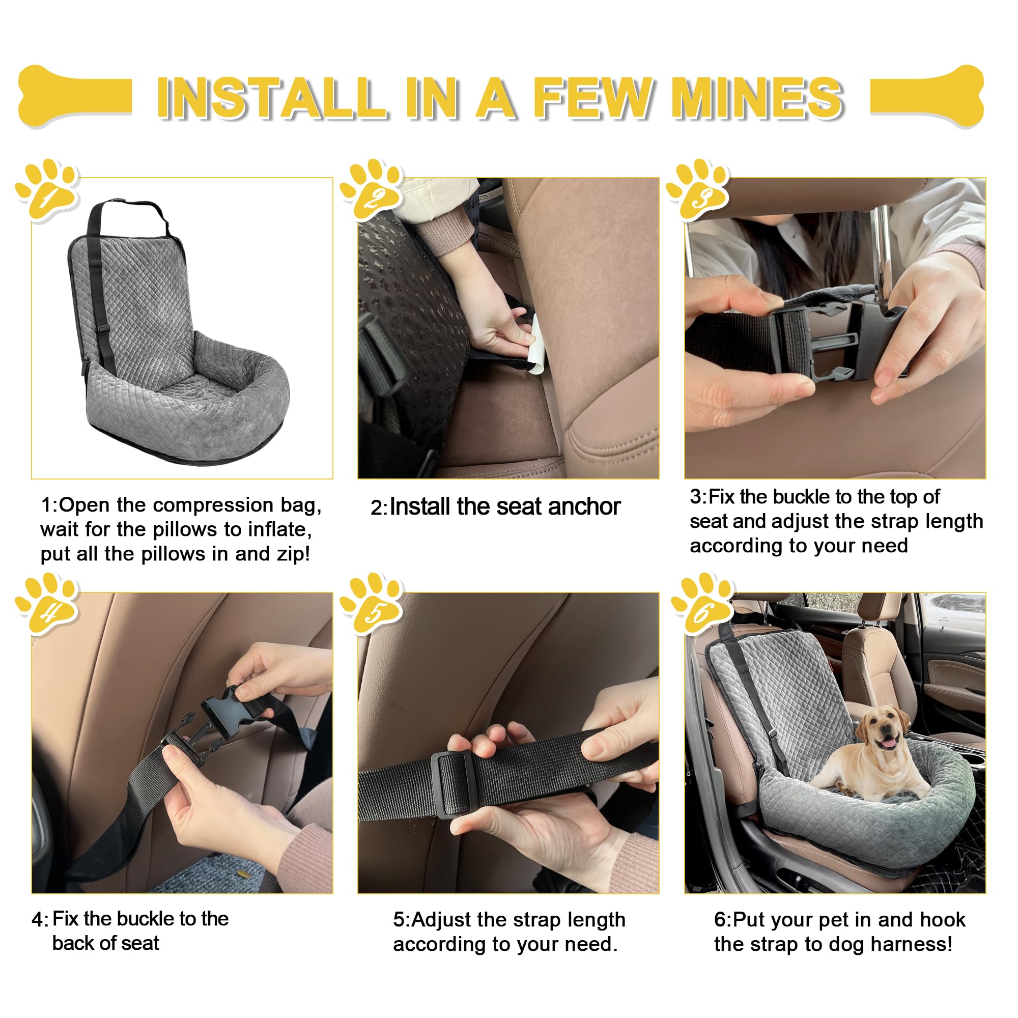 MagicFox dog car seat in-vehicle setup demonstrates cabin-friendly booster for small and medium dogs.