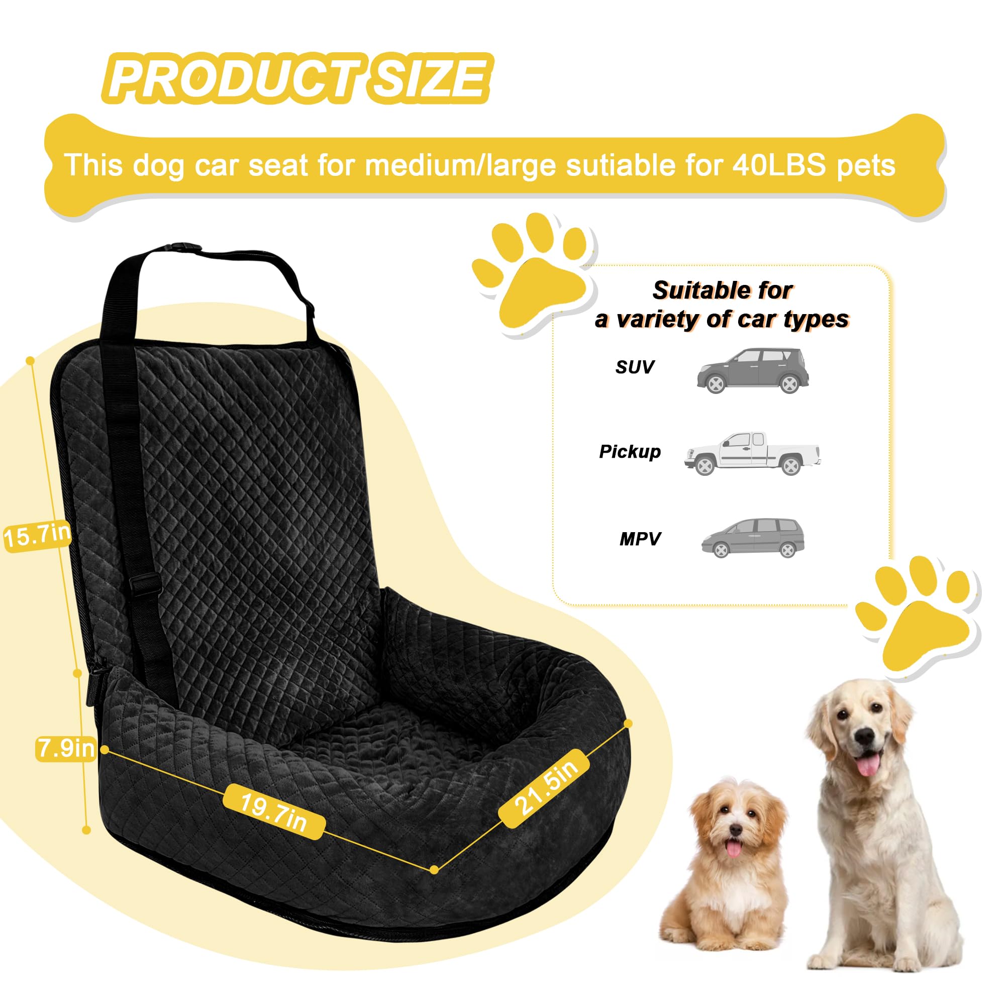 MagicFox dog car seat with removable cover makes cleaning quick and easy.