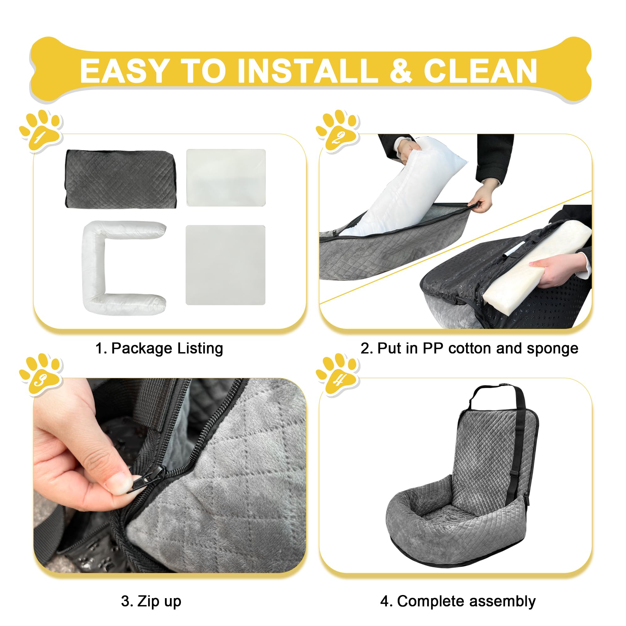 MagicFox dog car seat removable washable cover enables quick cleanup after trips.