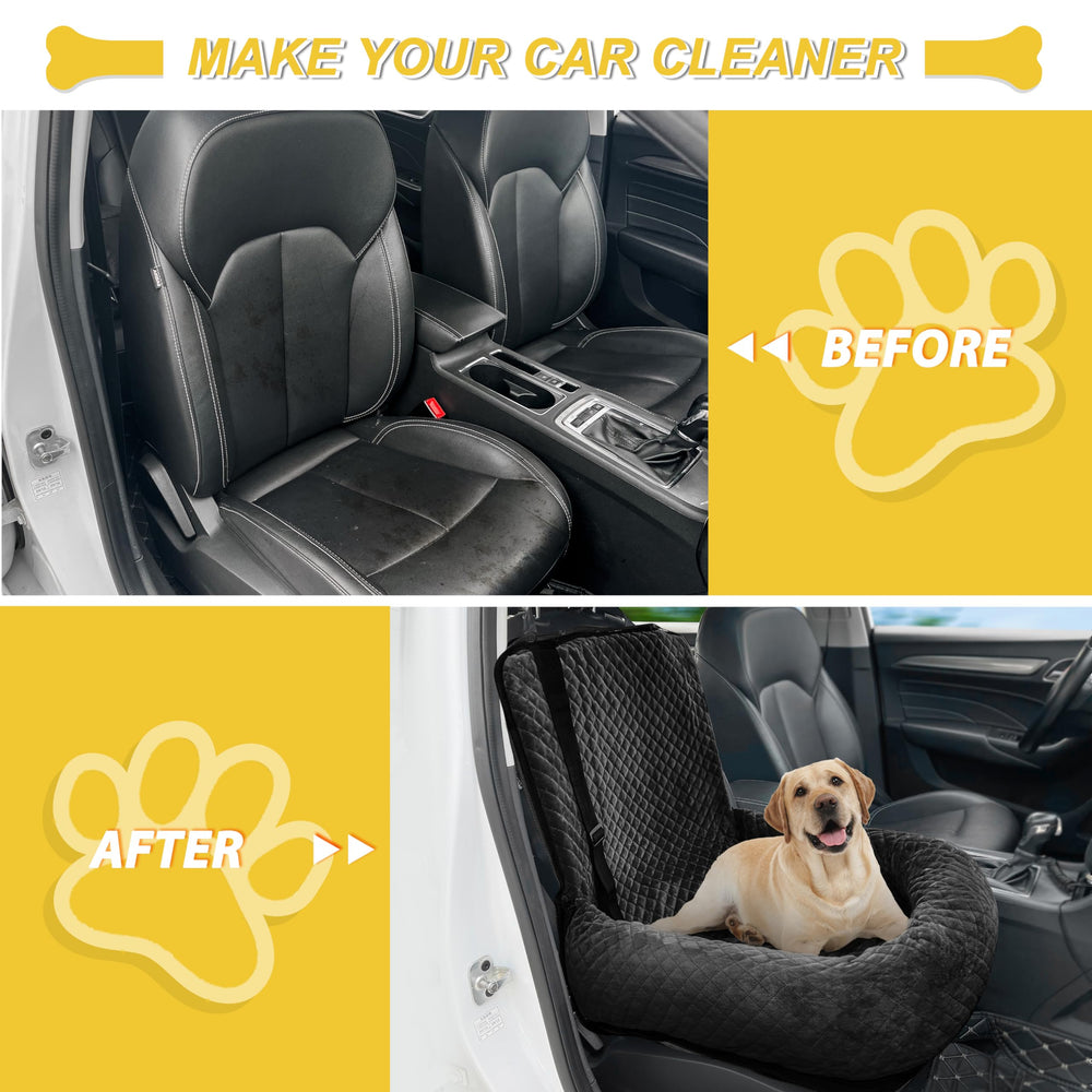 MagicFox dog car seat safety straps secure the booster during braking.