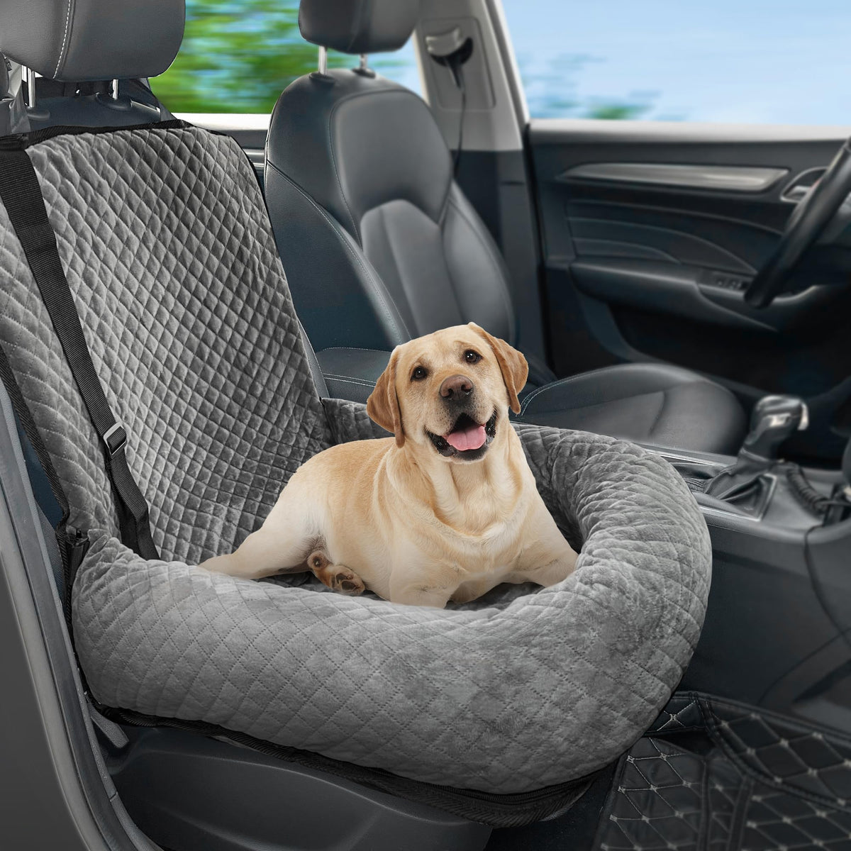 MagicFox dog car seat side view for secure travel comfort on car trips.