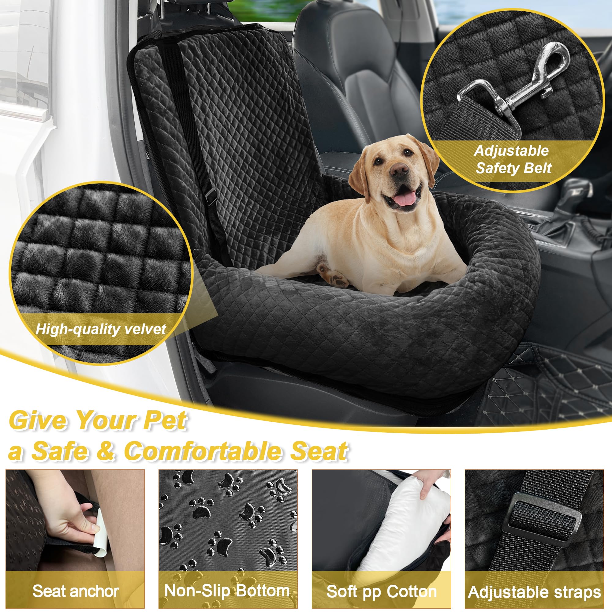 MagicFox dog car seat soft fabric offers plush comfort on long trips.
