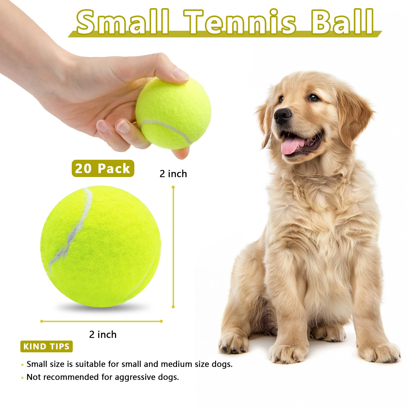 Magicorange 2-inch squeaky dog tennis ball yellow aids energetic play.