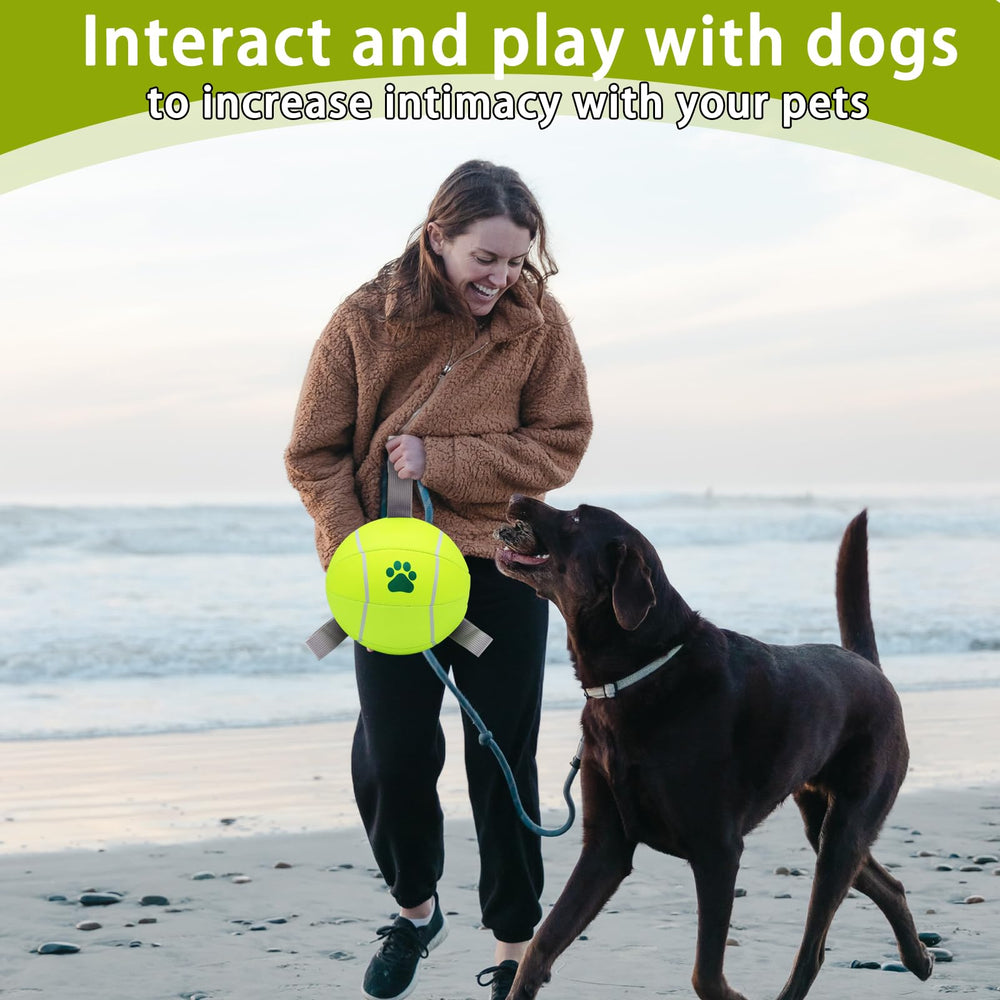 Magicorange 6in dog ball yellow tug-rope action encourages interactive games.