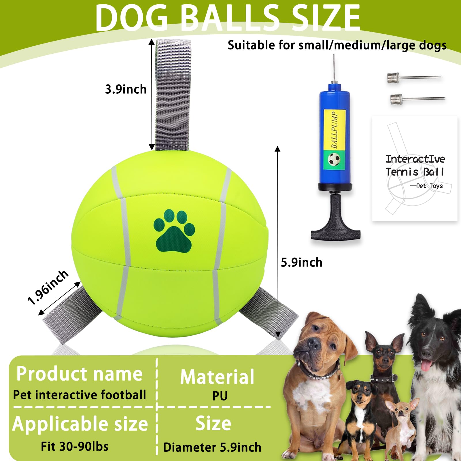 Magicorange 6-inch dog ball with tug-friendly nylon straps for interactive games.