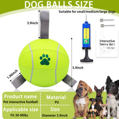 Magicorange 6-inch dog ball with tug-friendly nylon straps for interactive games.