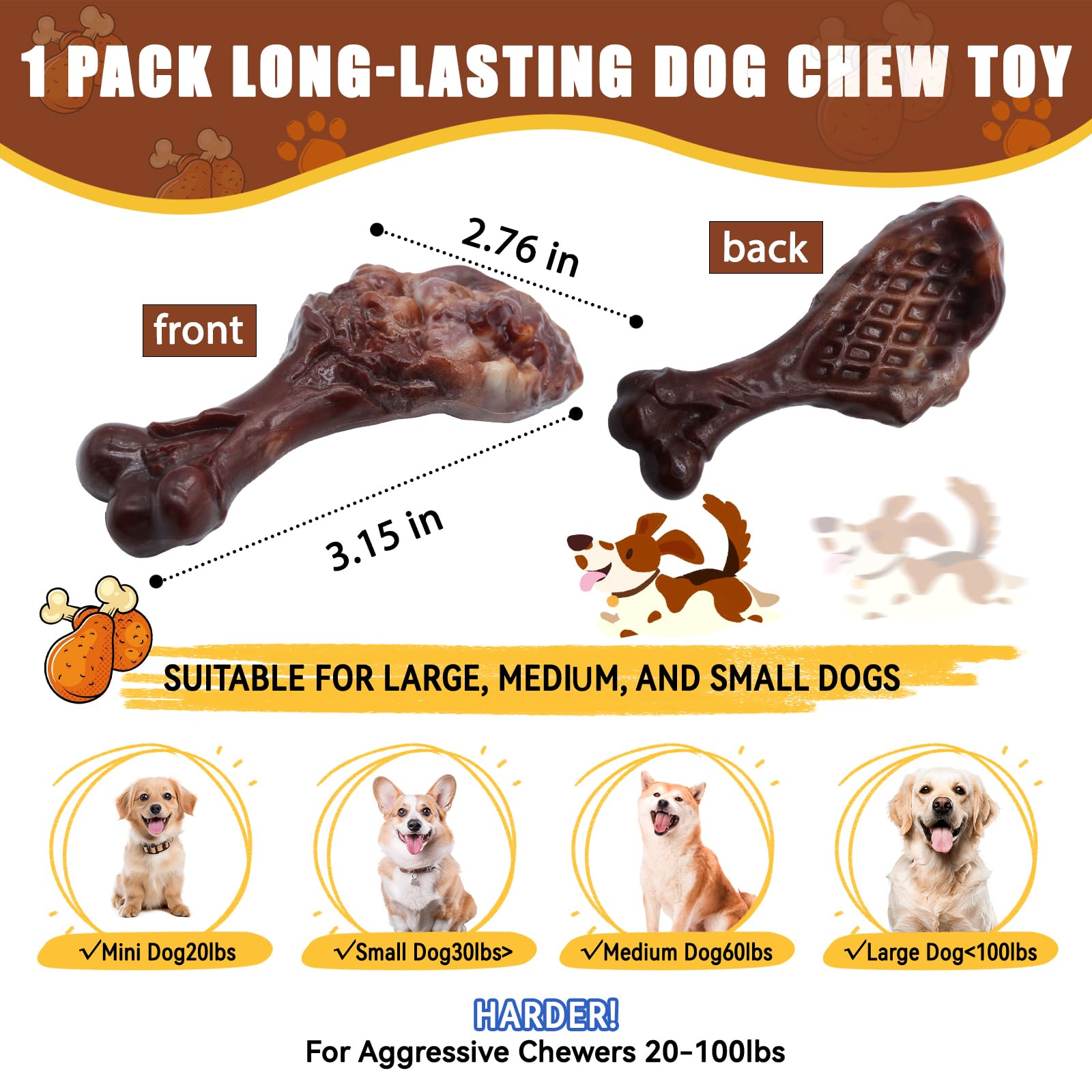 Magicorange dog chew toy with bacon flavor to attract chewing sessions
