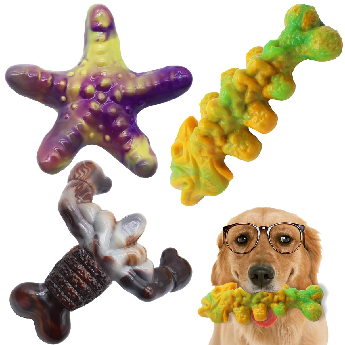 Magicorange nylon starfish chew toy for aggressive chewers during long chew sessions