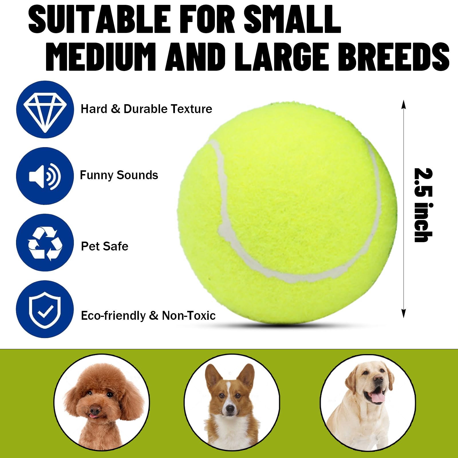 Magicorange dog tennis ball close-up shows bright yellow color for visibility.