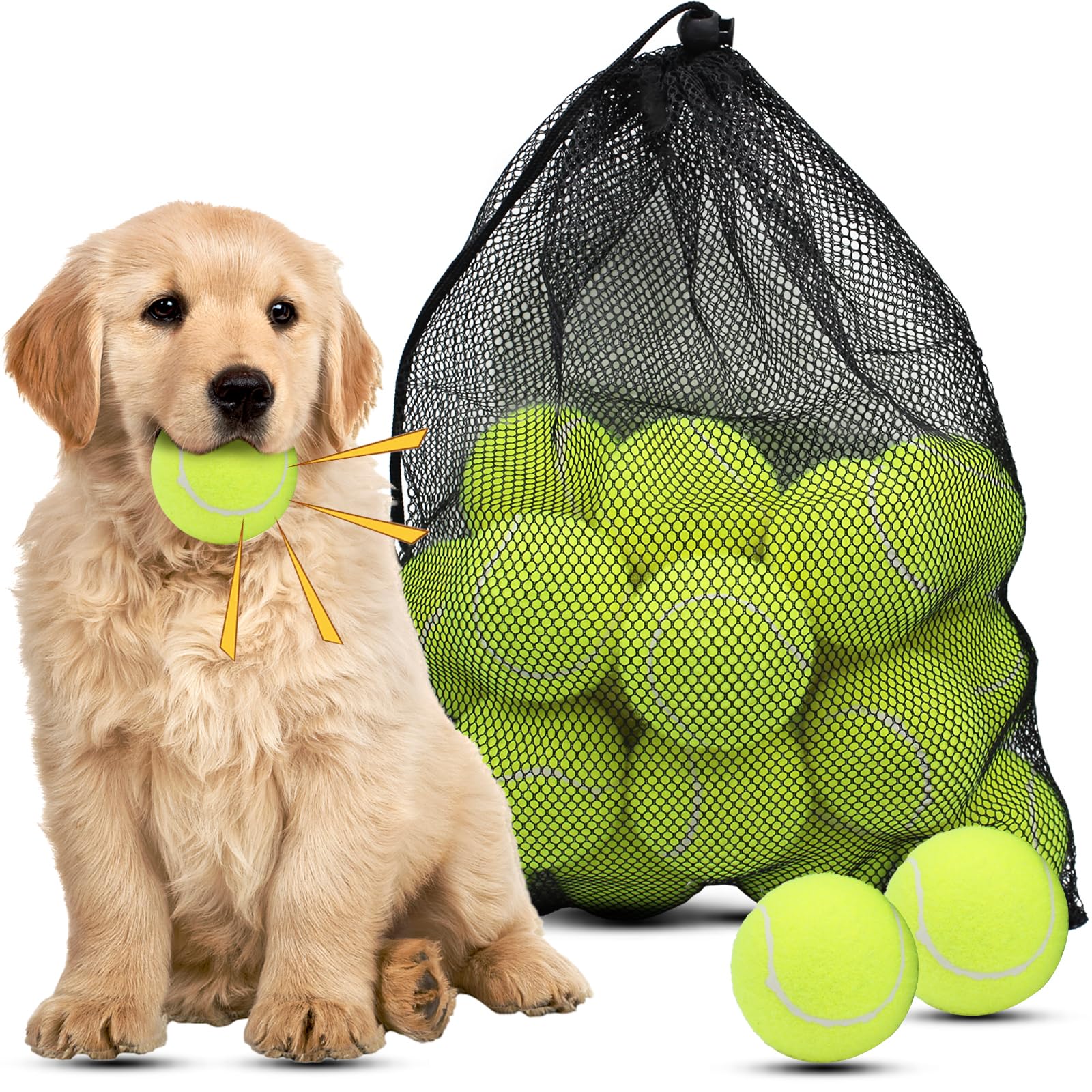 Magicorange dog tennis ball 2.5-inch yellow pack for fetch and play.