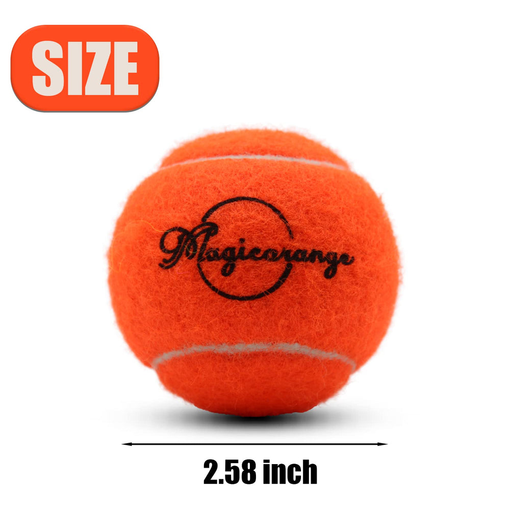 Magicorange dog tennis balls and mesh bag for easy transport and storage.
