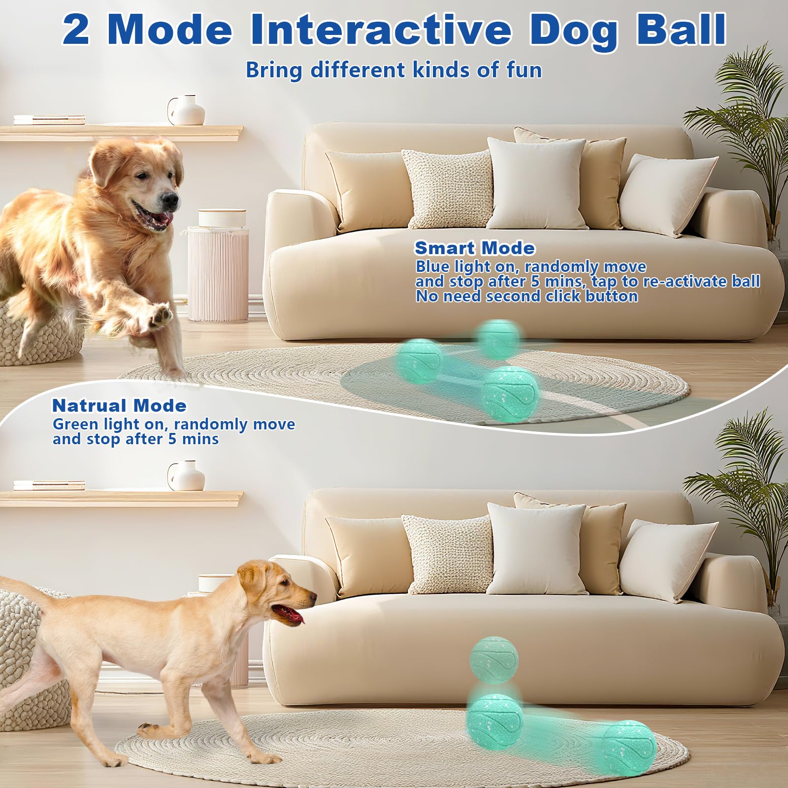 Magicorange interactive dog ball biting action demonstrates touch-activated rolling