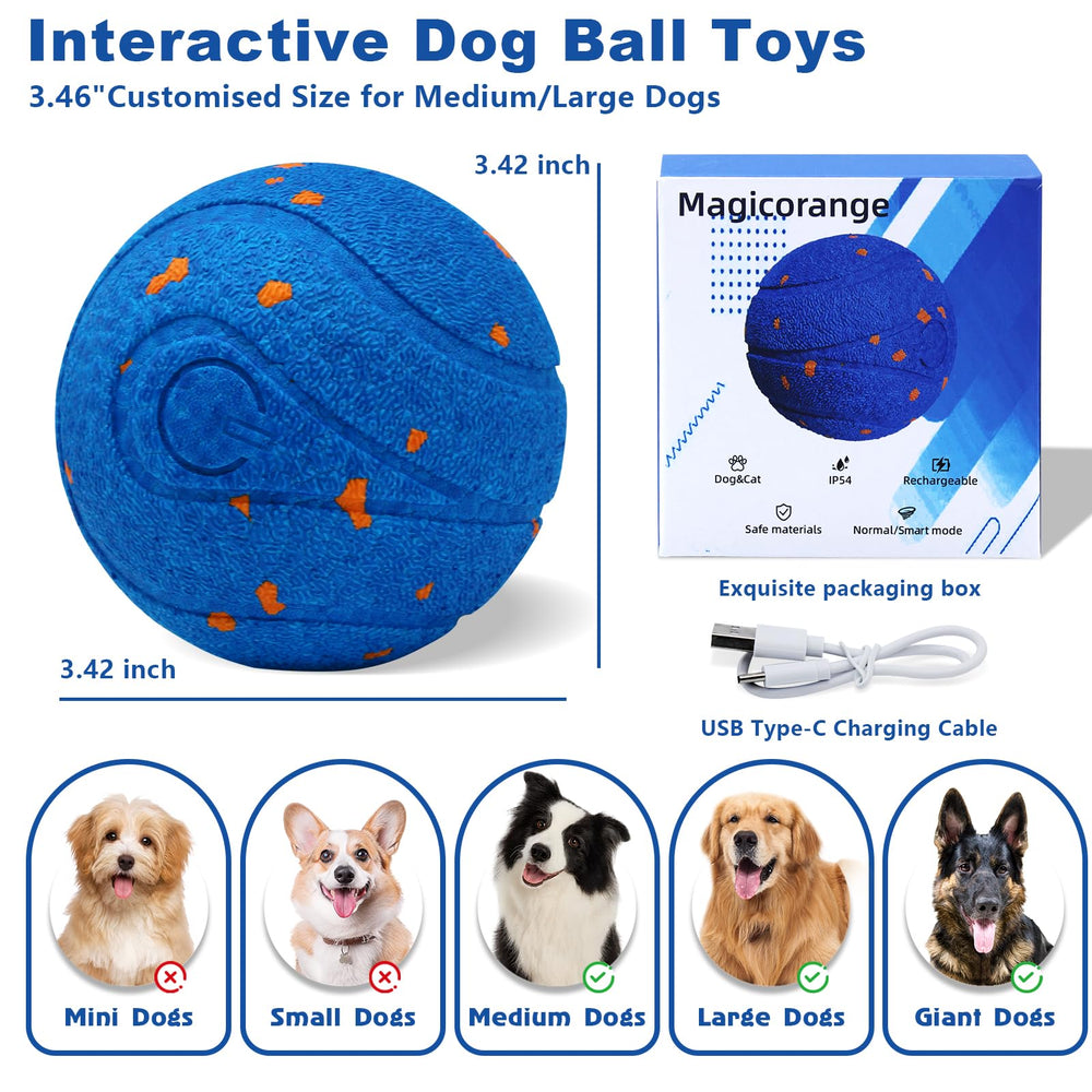 Magicorange interactive dog ball blue battery-indicator keeps you informed on charge status