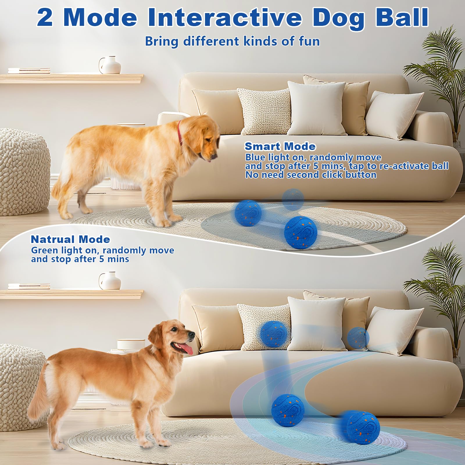Magicorange interactive dog ball blue touch-activation enables self-play when your dog engages