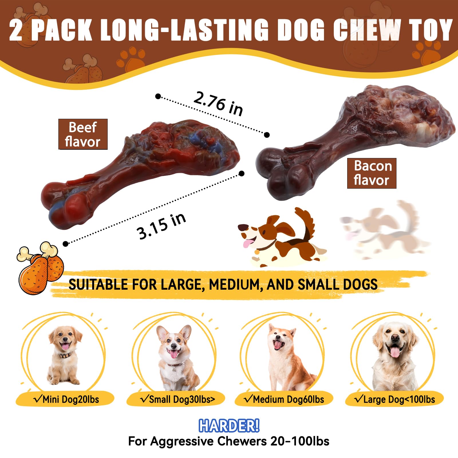 Magicorange nylon dog toy for aggressive chewers, built to endure heavy gnaws.