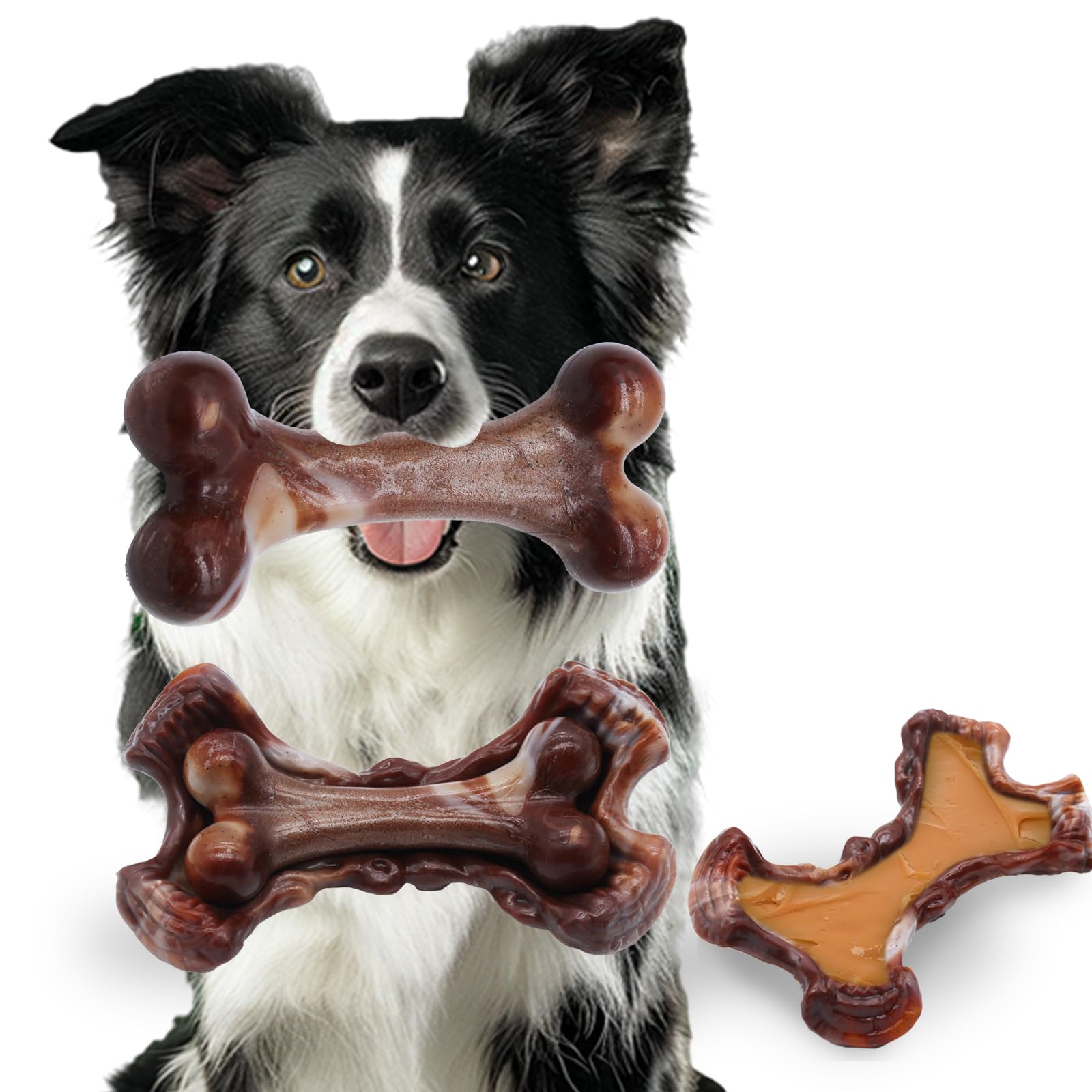 Magicorange 2 in 1 design combines bone and bark for versatile chewing.