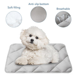 Magik & Kover crate pad non-slip bottom on hardwood floor prevents shifting