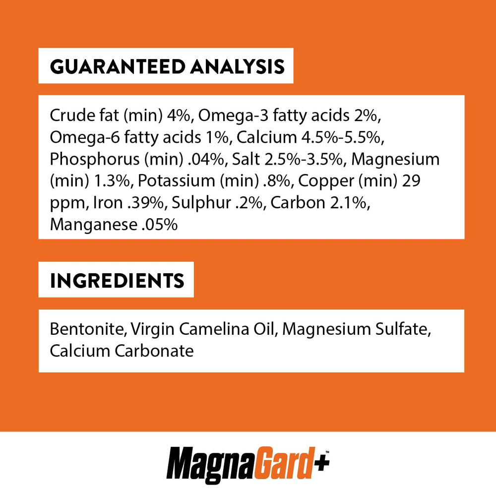 Magnagard Plus feeding scene with a calm horse during supplementation.