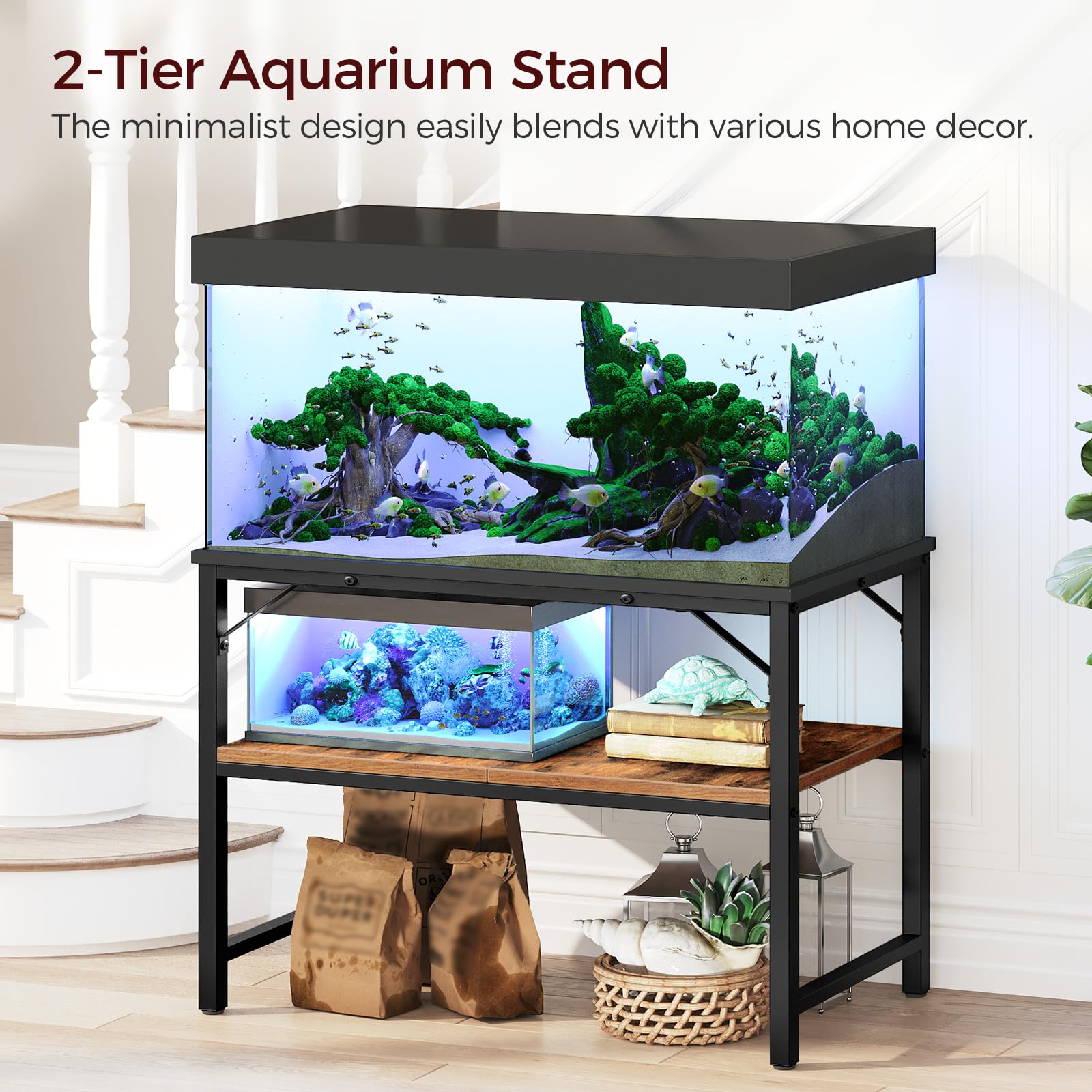 MAHANCRIS stand two-tier storage side view