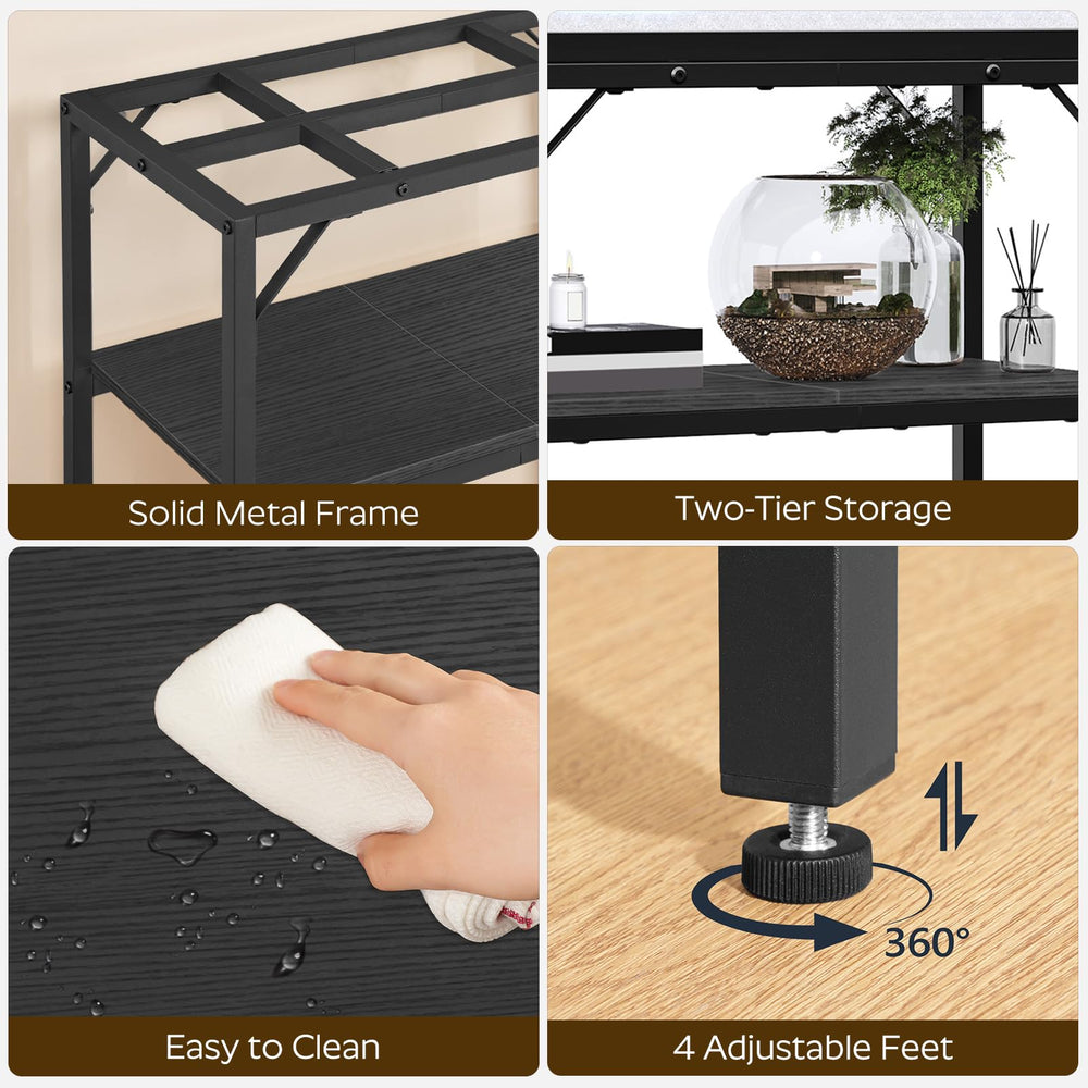 MAHANCRIS stand in a living room; versatile home office use.