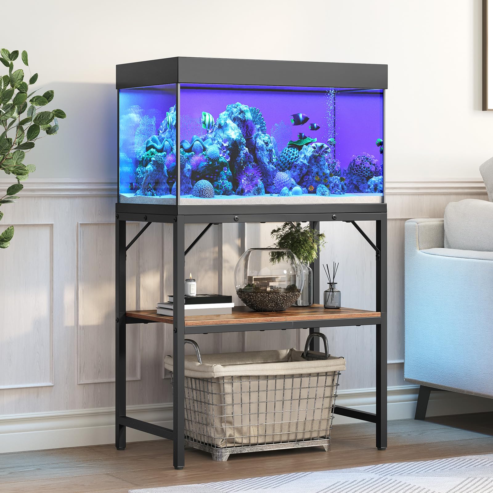 MAHANCRIS 20gal stand front view shows two-tier storage design