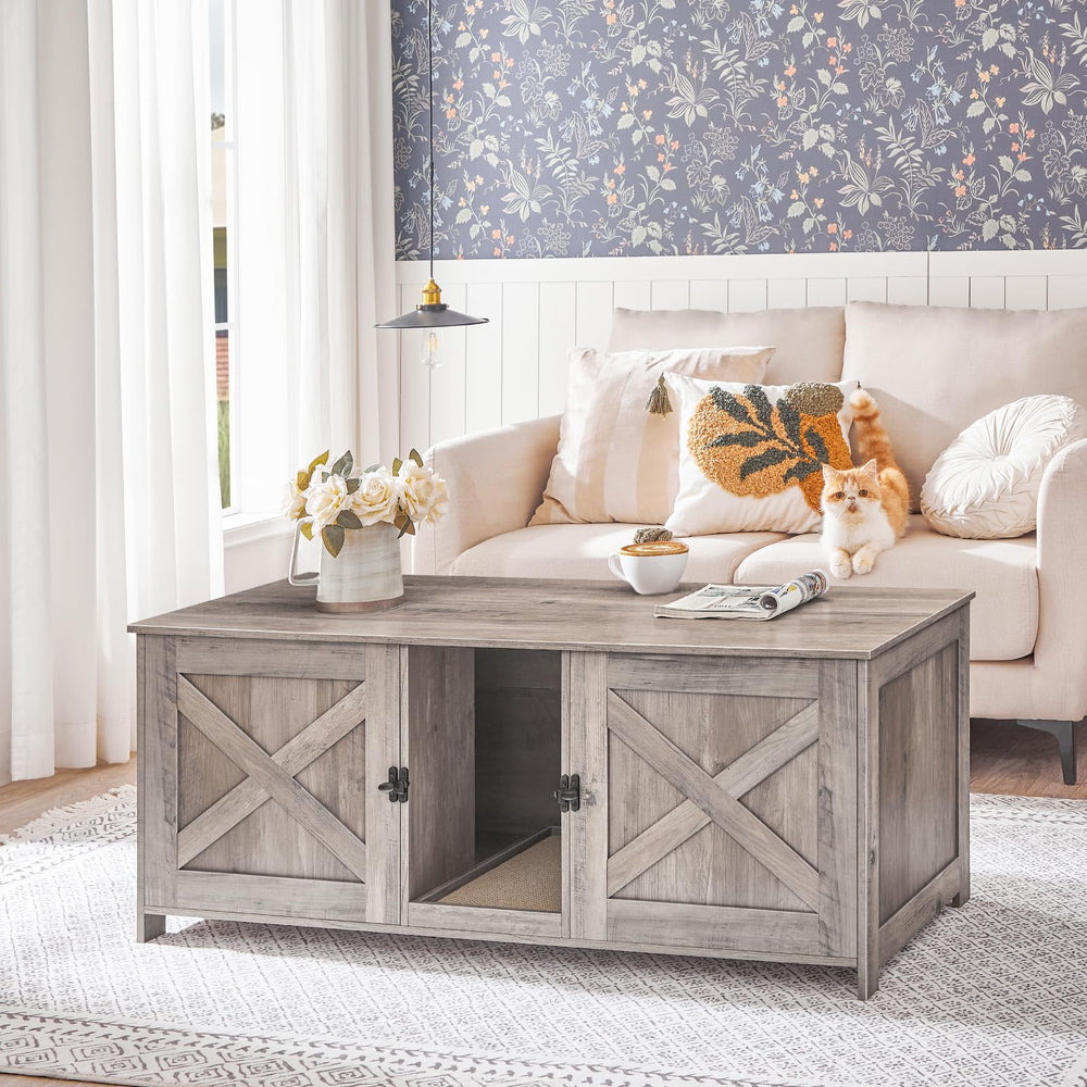 MAHANCRIS litter box enclosure with hidden box reduces litter scatter