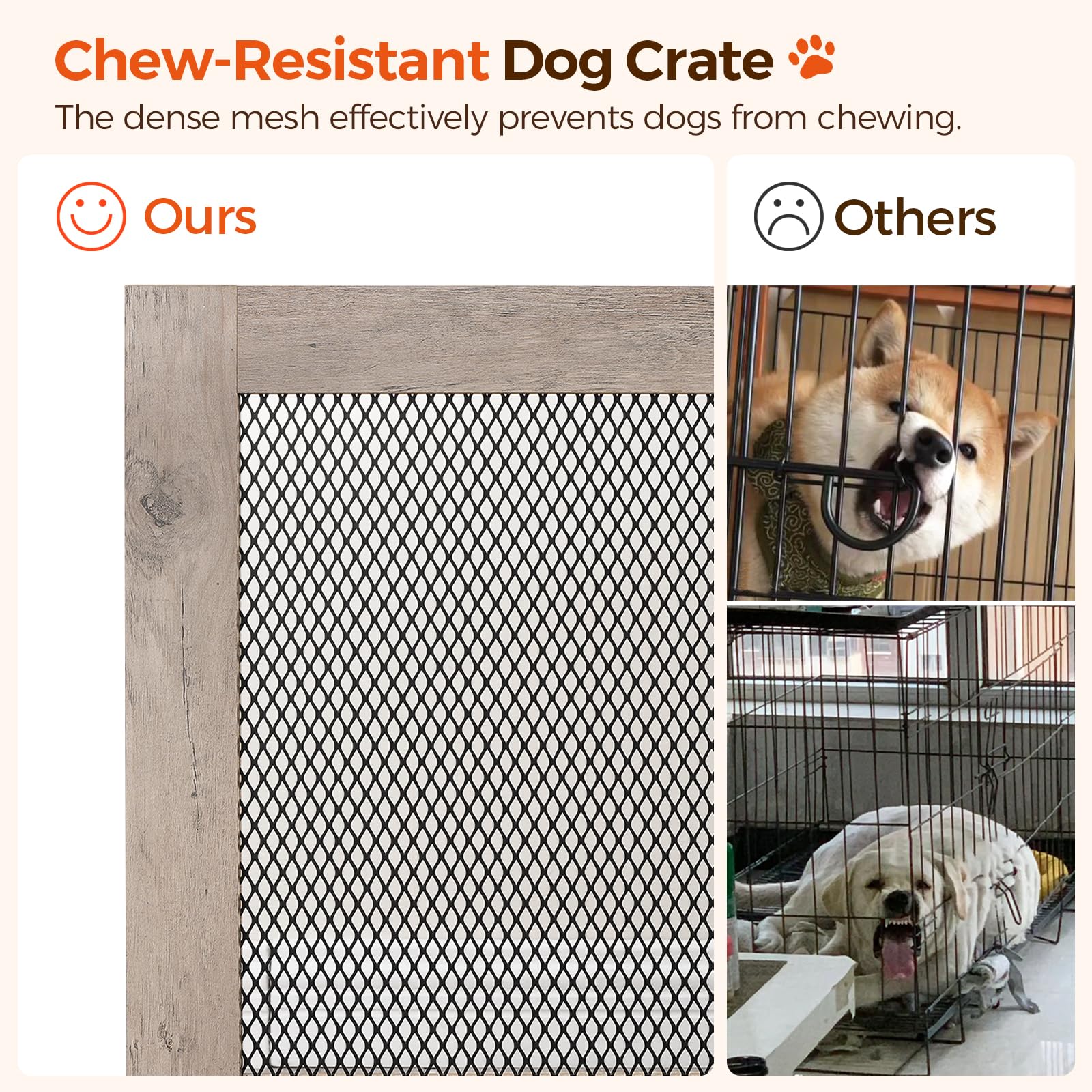 MAHANCRIS corner dog crate furniture top-storage denotes sturdy surface for decor and items.