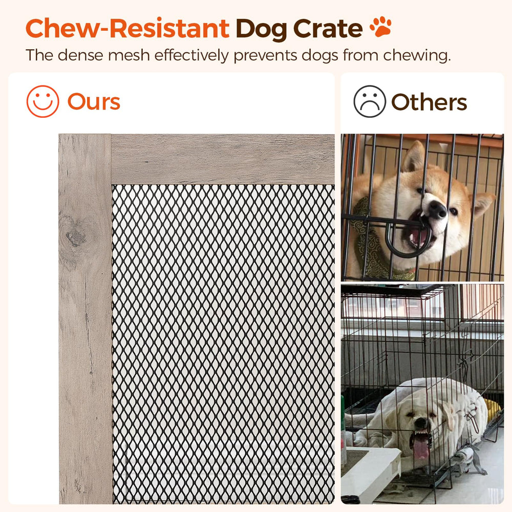 MAHANCRIS corner dog crate furniture top-storage denotes sturdy surface for decor and items.