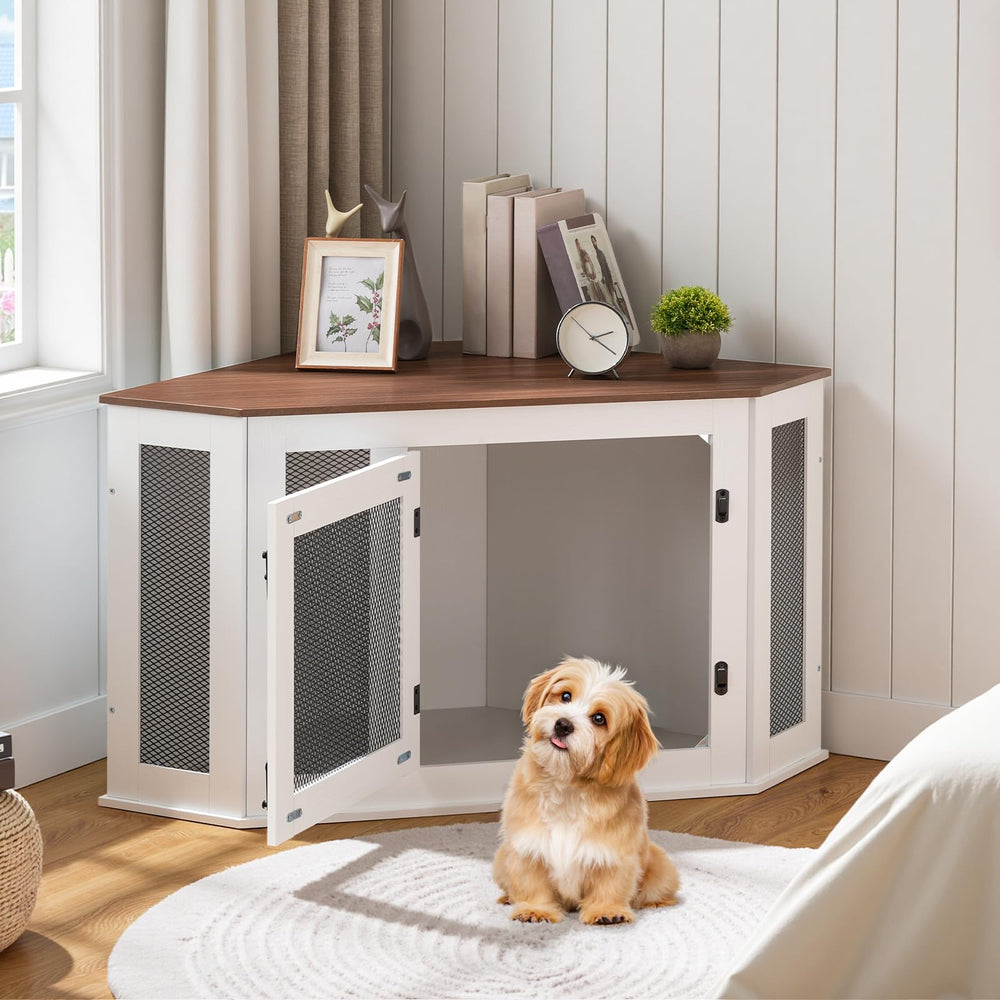 MAHANCRIS corner dog crate table-functionality doubles as coffee or TV stand