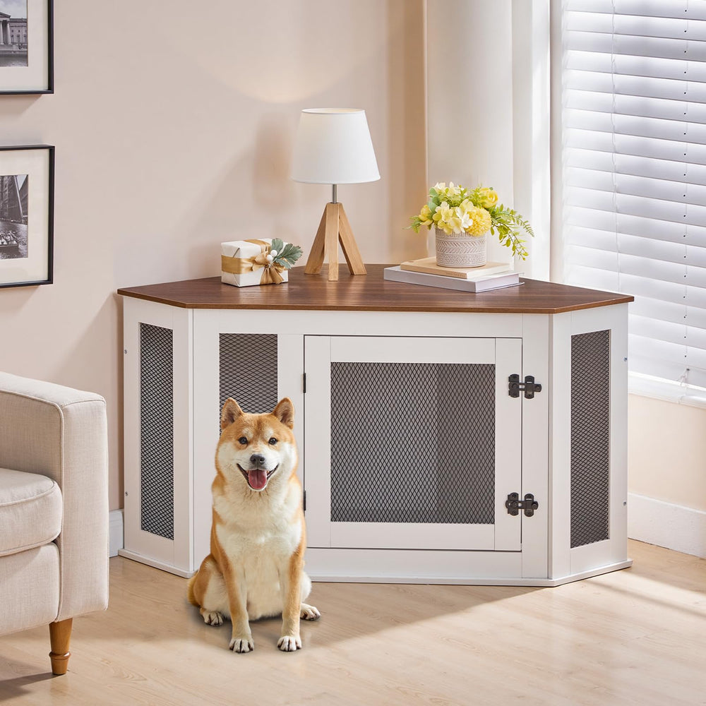 MAHANCRIS corner dog crate top surface supports decor and items up to 220 lb