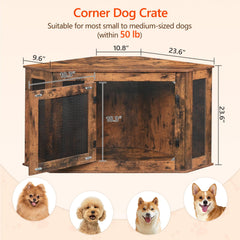 MAHANCRIS Corner Dog Crate top-table view highlights sturdy surface for decor and daily items.